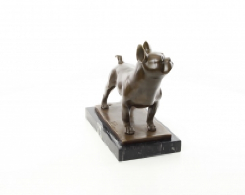 A bronze statue/sculpture of a French bulldog