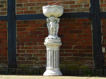 Flowerpot Angels on Pedestal - 125 cm - Stone