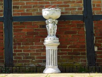 Flowerpot Angels on Pedestal - 125 cm - Stone