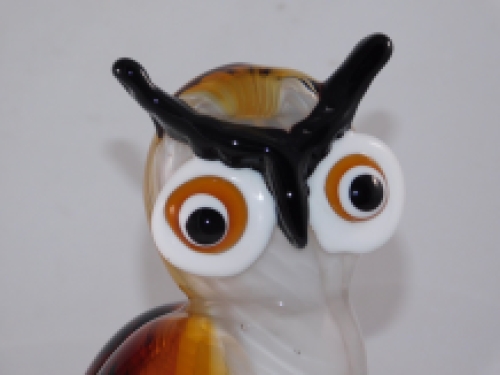 Glass sculpture Brown Owl in Murano style