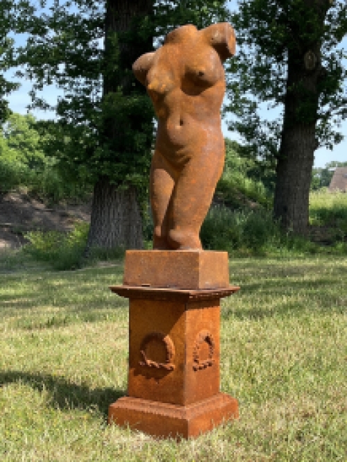 Female torso on pedestal - entirely cast iron