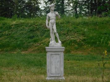 Statue David on Pedestal | 105 cm High | Stone | White and Grey Shades