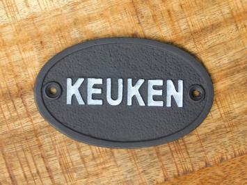 Door sign Kitchen - Cast iron - Oval - Black and White