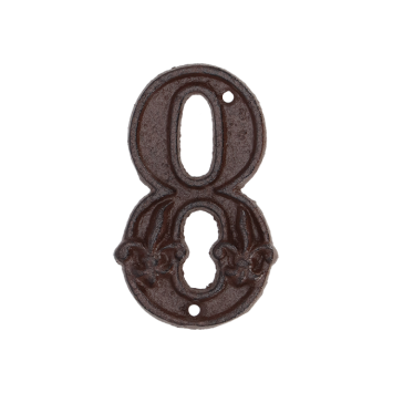 House number - digit 8 - cast iron brown