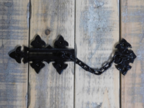 Door chain security chain, anti-intrusion wrought iron - black.