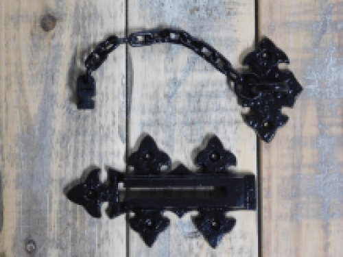 Door chain security chain, anti-intrusion wrought iron - black.