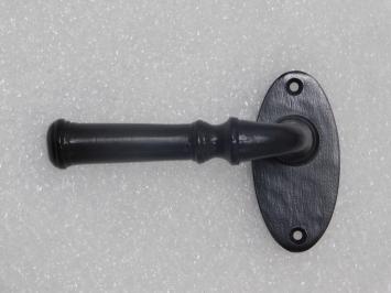 Set of Door Handles with Oval Rosettes - Black - Cast iron