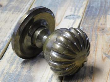 Door Knob Round with Rosette - Fixed and Turnable - Brass