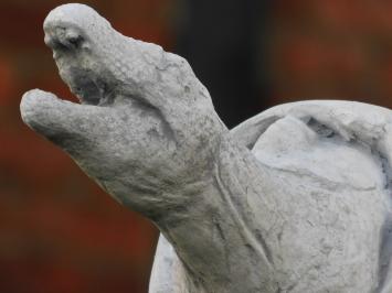 Statue Dino aus Ei - Vollstein - Weiß/Grau