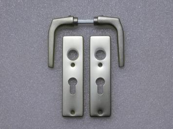 Door handle set with straight shields - PC 55 - Alu