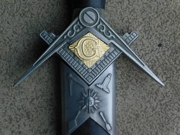 Decorative dagger Freemasonry - Black Grey Gold - with Sheath