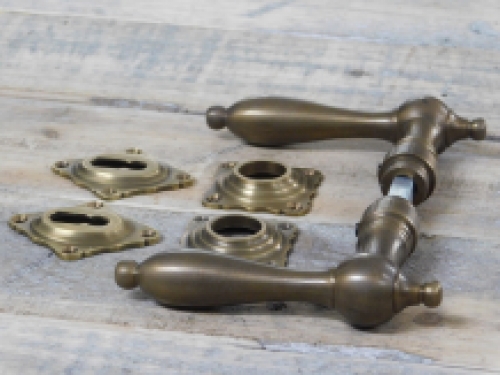 Set of door hardware - patinated brass - for room doors