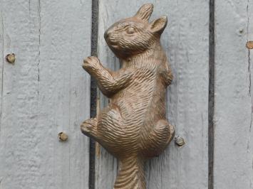 Squirrel as Wall Hook or Wall Decoration - Cast Iron - Dark Brown