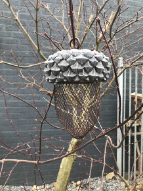 Vogelvoeder plek, voederbak in de vorm van een eikel, hele leuke tuin decoratie