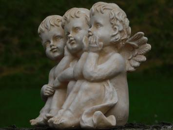 Statue of 3 Angels - Old-White - Polystone