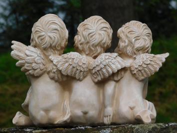 Statue of 3 Angels - Old-White - Polystone