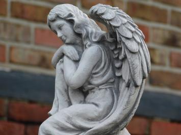 Sitting Angel on Sphere - Full Stone - Angel sculpture