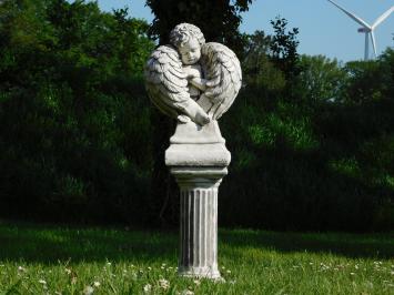 Angel with Wings on Pedestal - 110 cm - Stone