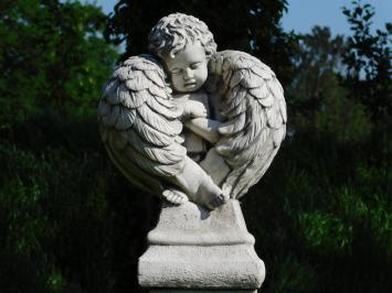 Angel with Wings on Pedestal - 110 cm - Stone