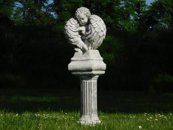 Angel with Wings on Pedestal - 110 cm - Stone