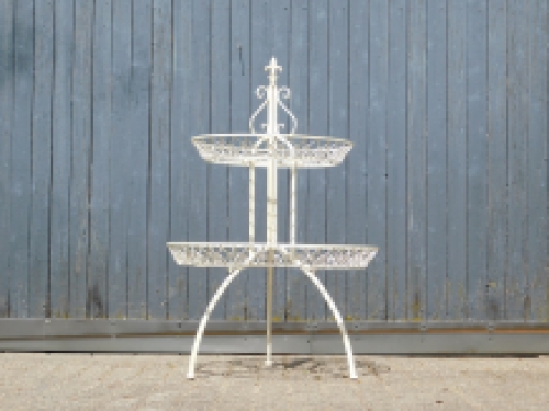 Large etagere with French lily - white - metal