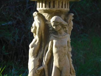 Vogeltränke Gartenvase auf Statue, feiner englischer Steinguss, Spitzenqualität!