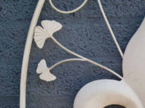 Large Wall Ornament - French Lily - Wrought Iron - Antique White