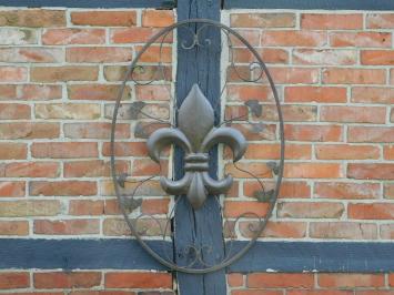 Wall ornament with French Lily - Metal - Vintage Brown