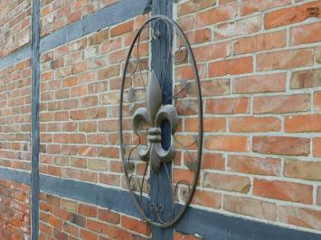 Wall ornament with French Lily - Metal - Vintage Brown