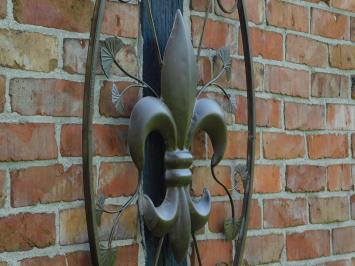 Wall ornament with French Lily - Metal - Vintage Brown