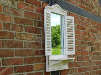 Mirror with window - wooden frame and doors - Old French White