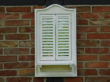 Mirror with window - wooden frame and doors - Old French White