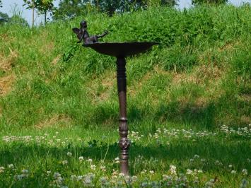 Vogelbad met Engel en vogeltje - Gietijzer - Bruin-Rust