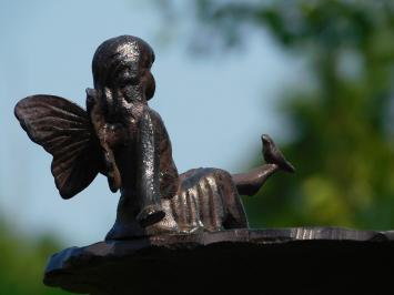 Bird bath with Angel and bird - Cast iron - Brown-Rust