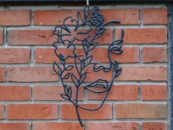 Face with Flowers - 50 cm - Outline Wall decoration