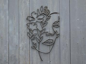 Face with Flowers - 50 cm - Outline Wall decoration