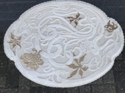 A cast iron table, white, art nouveau ''flower''