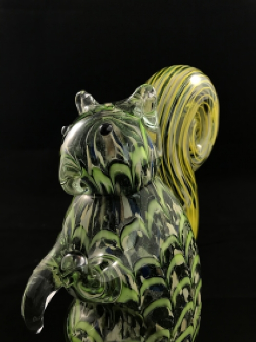 A beautiful glass statue of a squirrel, a glass work of art!