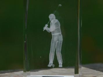 Statue golfer in glass - 3D - marble base