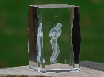 Statue golfer in glass - 3D - marble base