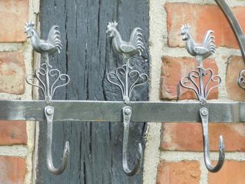 Wall pendant with rooster motif and 5 hooks