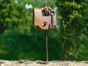 Medieval Padlock with Key on Stand - Decorative Masterpiece of Nostalgia