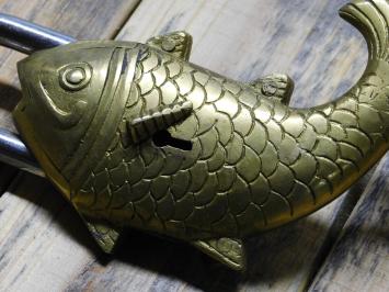 Padlock Fish Design - Brass - Incl. 2 Keys