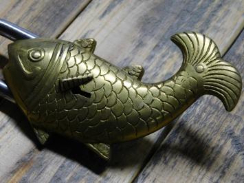 Padlock Fish Design - Brass - Incl. 2 Keys