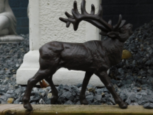 Brown painted deer made of cast iron, sculpture as a gift, for ledges and shelves