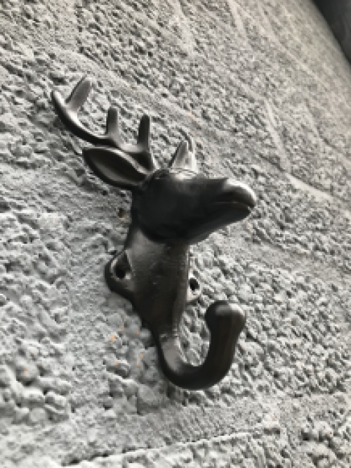 Deer head crochet, black clothes hook, coat rack