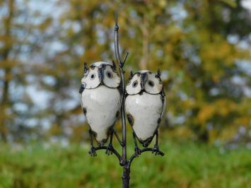 Handmade Garden Stick with 2 Owls - 113 cm - Metal