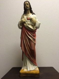 Jesus sacred heart statue, full of stone, original church statue in color.