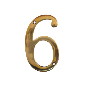 House number 6 - Brass - Glossy