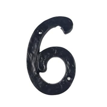 House number 6 - Black - Cast iron